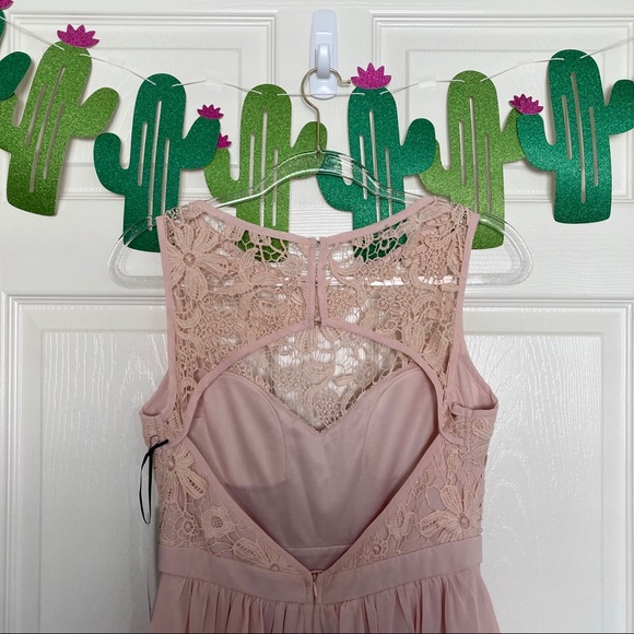 NWT Lulu’s Blush Pink Lace Open Back Party Dress - Picture 4 of 10